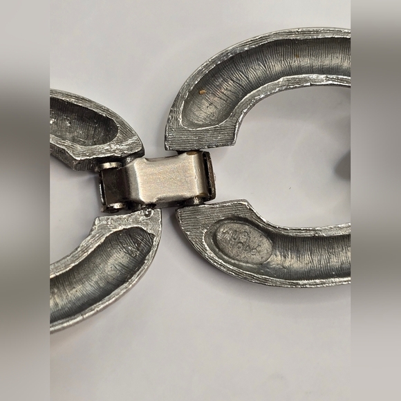 Hobe Chunky Silver Metal Chain Link Vintage Necklace - Picture 5 of 8